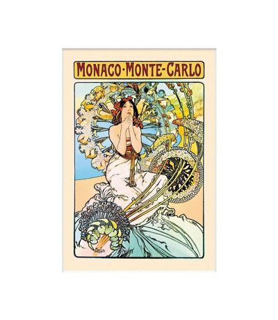 Alphonse Mucha - Imprimé MONACO-MONTE CARLO (Bleu / Jaune / Blanc cassé) (40 cm x 30 cm) - UTPM6426