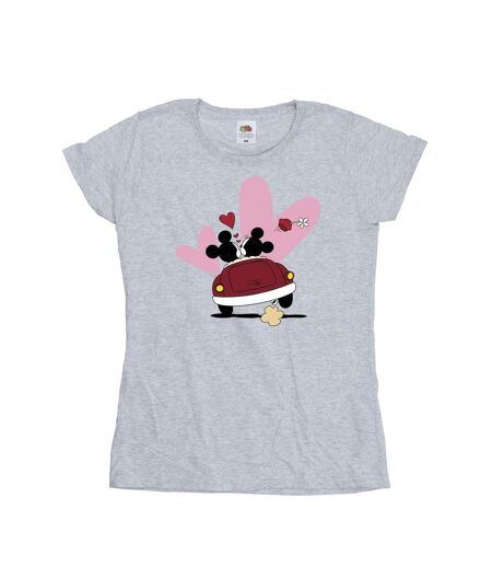 Disney T-shirt en coton imprimé voiture Mickey Mouse Femme/Ladies (Gris sportif) - UTBI33653