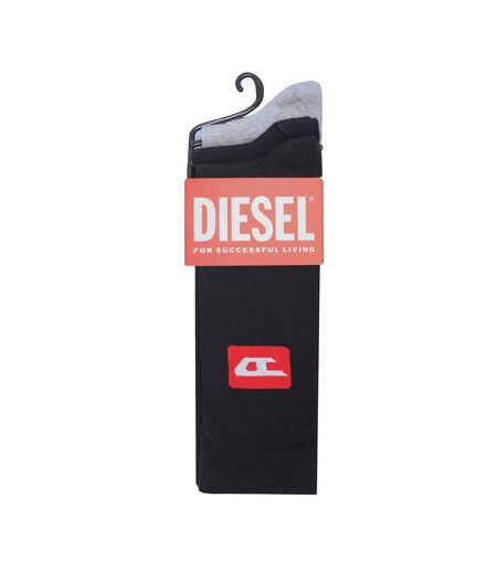 Pack Of 3  Unisex Adult Crew Socks  Black Grey Diesel