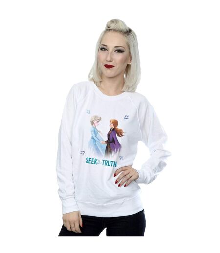 Disney Sweatshirt Womens/Ladies Frozen 2 Elsa And Anna Seek The Truth (Blanc) - UTBI18709