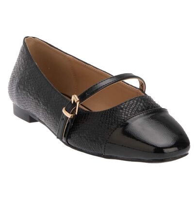 Womens/ladies hibiski ballet straps pumps black Dune London