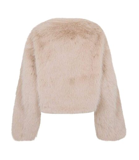 Womens/ladies Reysha Teddy Fleece Jacket Beige 4th & Reckless