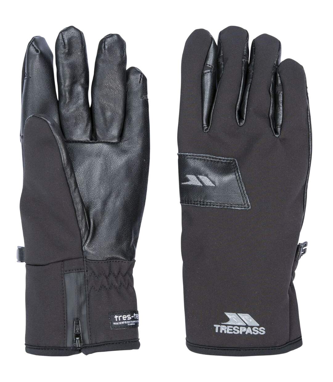Mens Leather Athletic Snow Sports Gloves Black Trespass-3