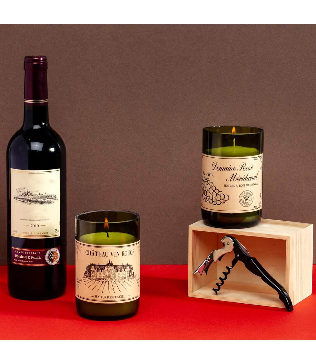 Lot de 2 bougies parfumées avec coffret en bois collection AU CHATEAU-2