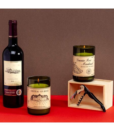 Lot de 2 bougies parfumées avec coffret en bois collection AU CHATEAU