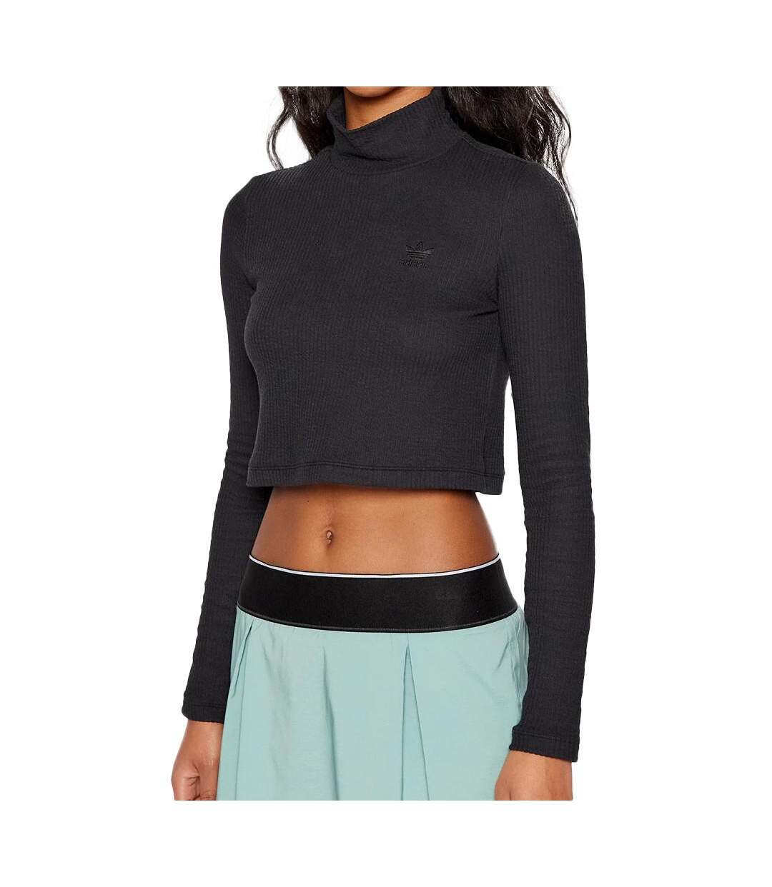 Top Noir Femme Adidas Cropped Rib - 40