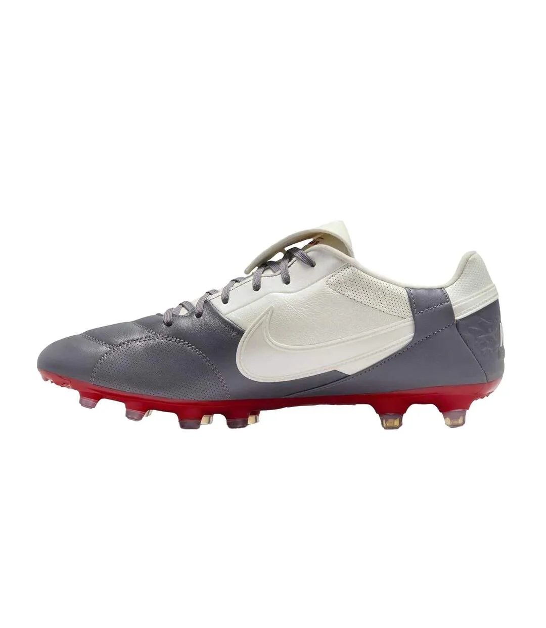 Mens Premier 3 Classic Leather Firm Ground Football Boots Grey Red Nike-3