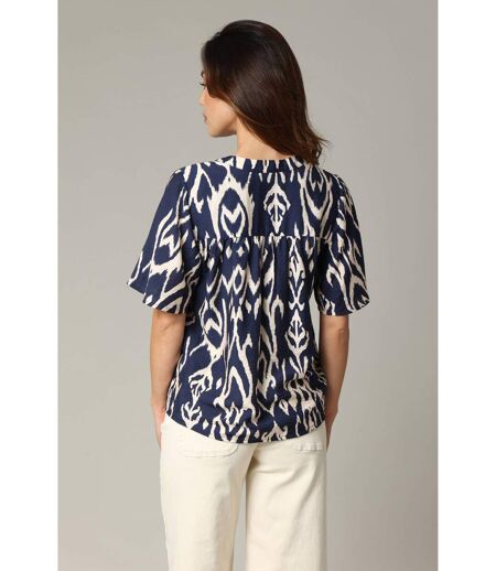 Blouse bohème en viscose à motif ethnique et encolure V VILANA