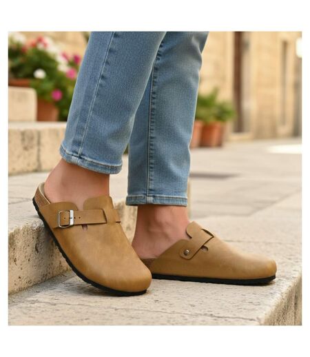 OZABI Sabots Homme Cuir Synthétique Boucle Ajustable Semelle Liège