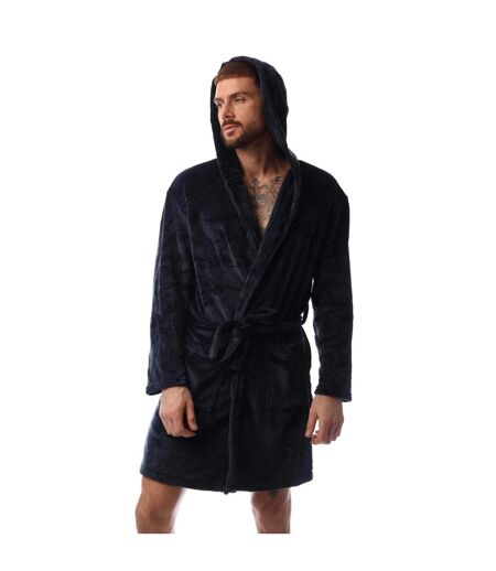 Mens Enstrada Fleece Dressing Gown Navy Bench