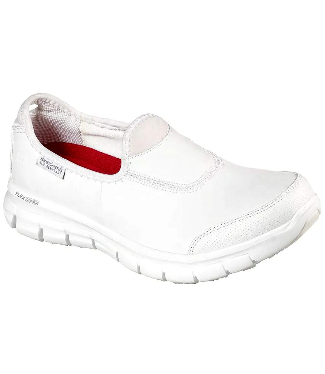 Womens sure track slip resistant slip on work shoe white Skechers-1