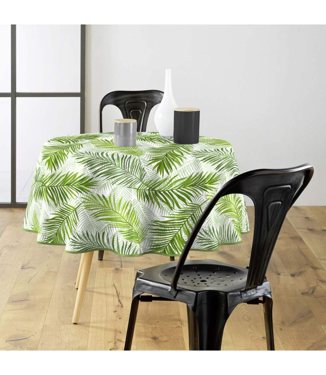 Nappe Ronde Green Feuilles 160cm Vert-4