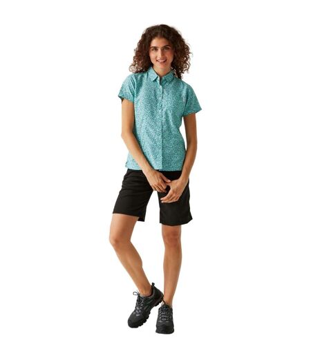 Chemisier Manches Courtes Motif/style Imprimé Petites Fleurs Mindano Femme Turquoise Délavé Regatta