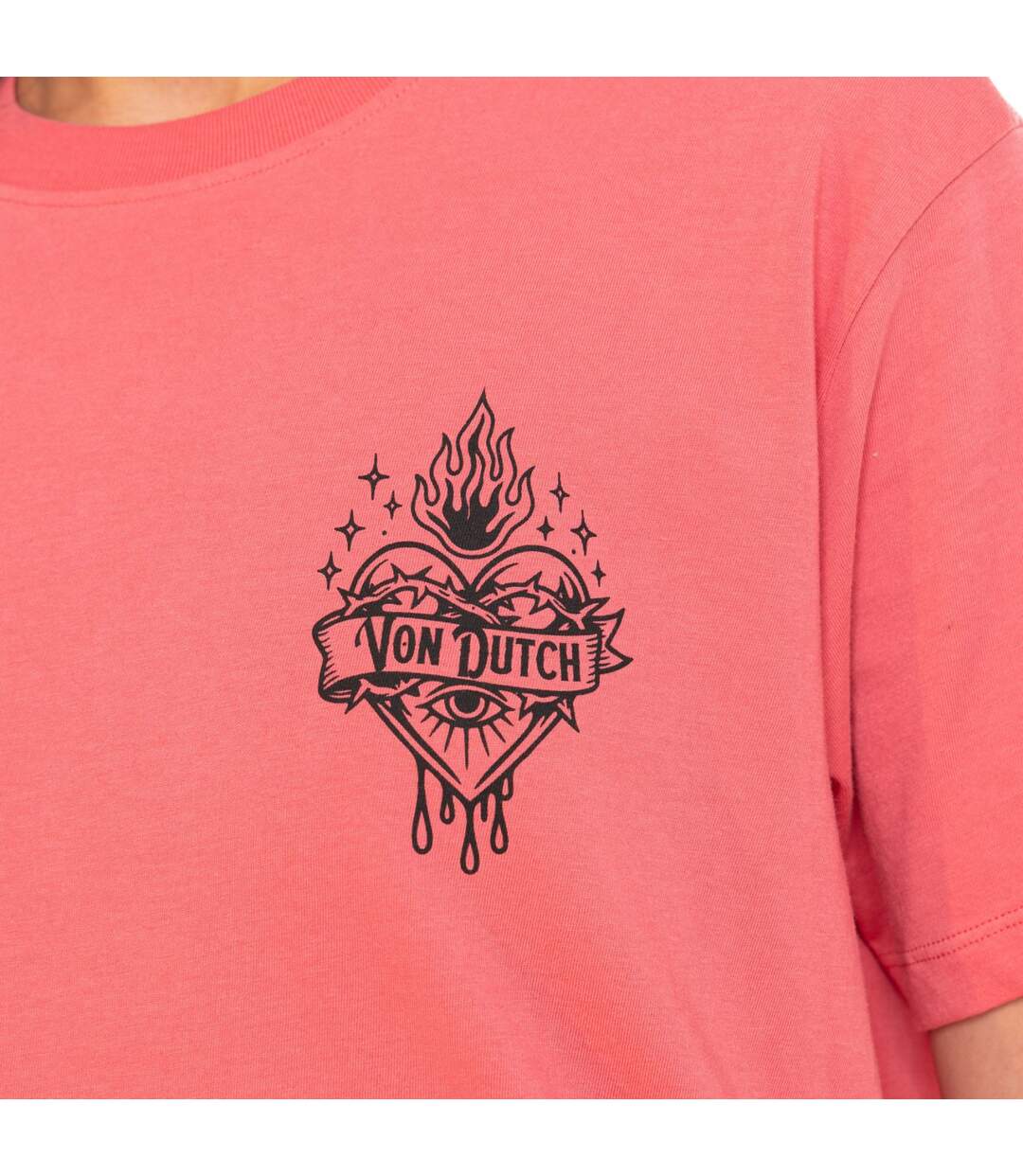 T-shirt femme col rond avec imprimé devant et dos Sacré Coeur Vondutch-2