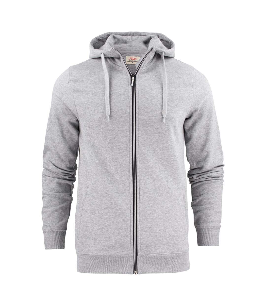 Mens Overhead Melange Full Zip Hoodie Grey Melange Printer-2