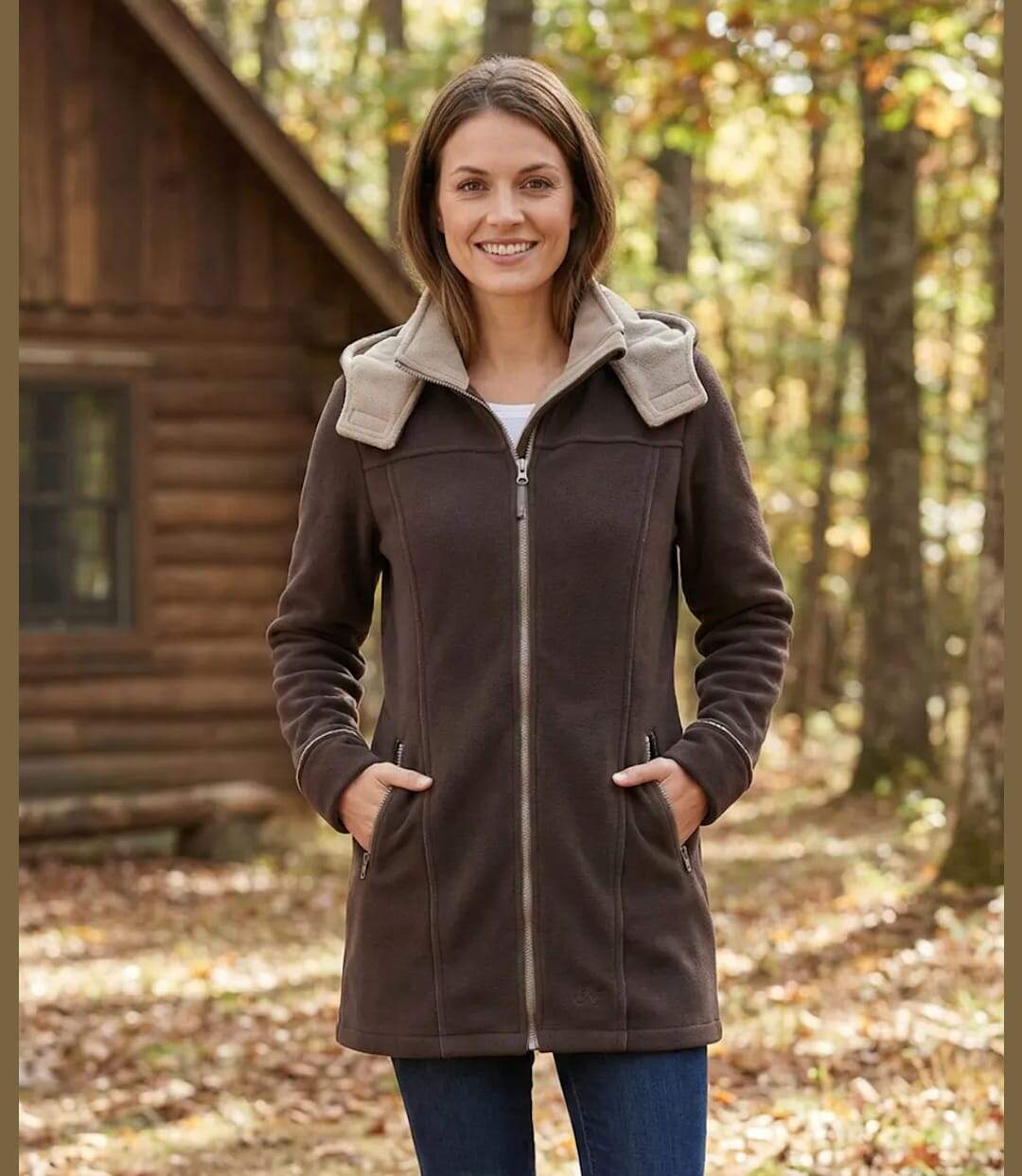 Manteau Polaire Femme Contre-collé MAYFLOWER TOKYO3 – Marron Chocolat-1