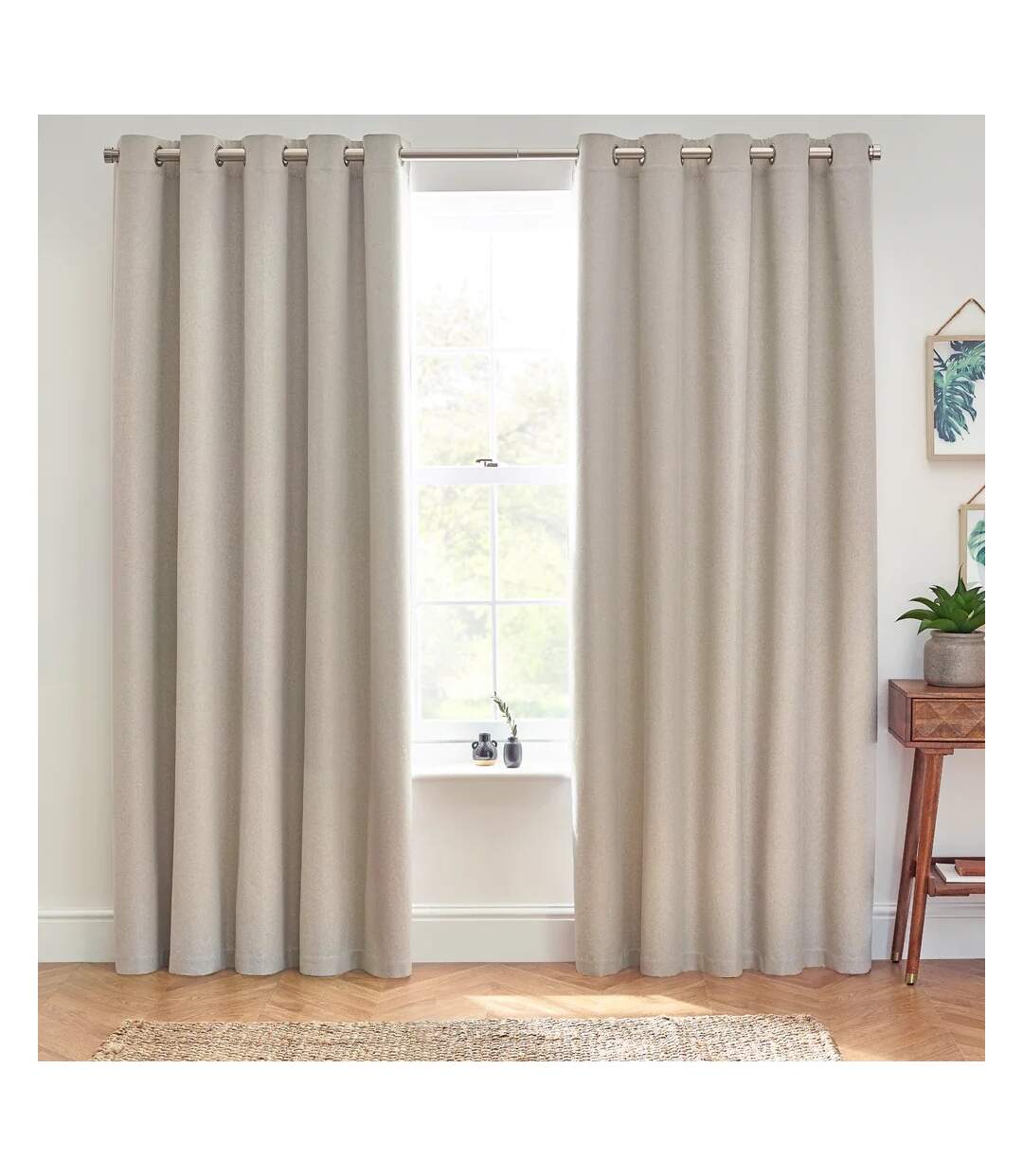 Dawn eyelet curtains 54in x 66in linen Furn-1