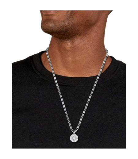Mens Stainless Steel Compass Necklace One Size Silver Boss