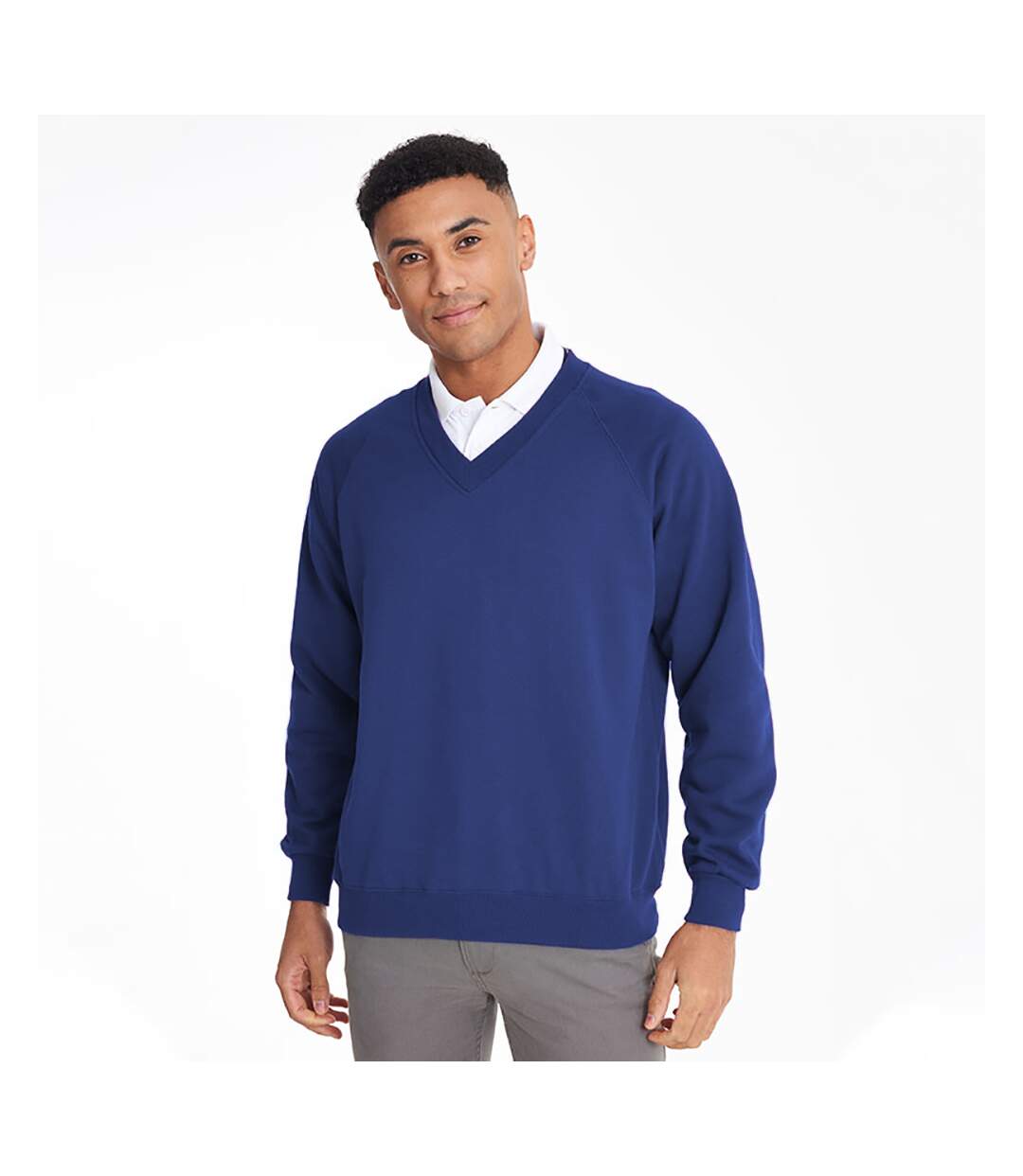 Sweatshirt avec col en v homme bleu roi Maddins