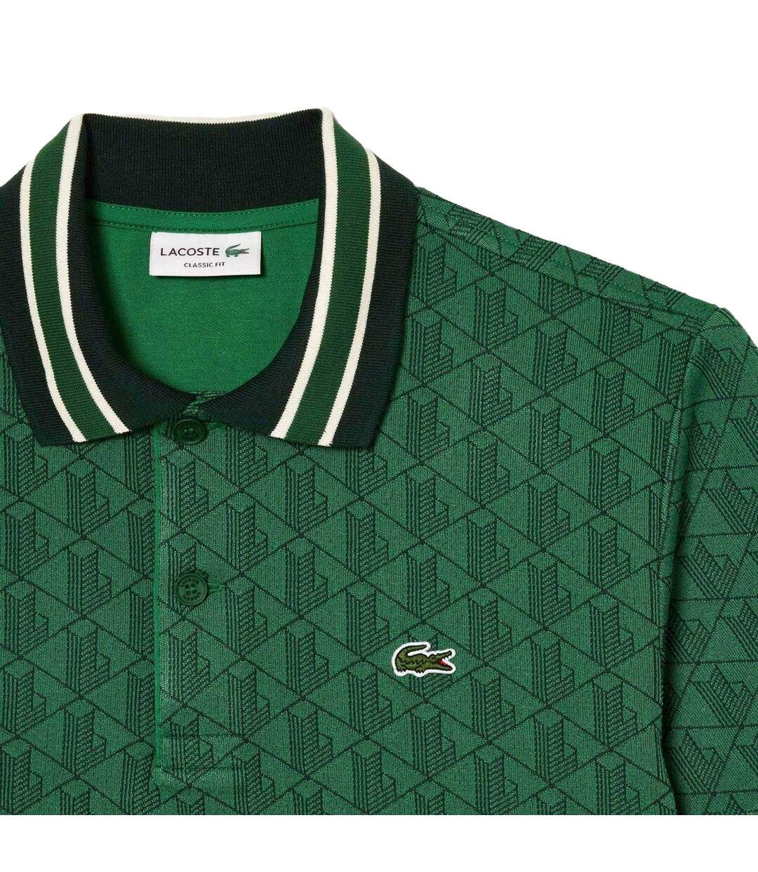 Polo Style Monogramme Homme Vert Lacoste-4