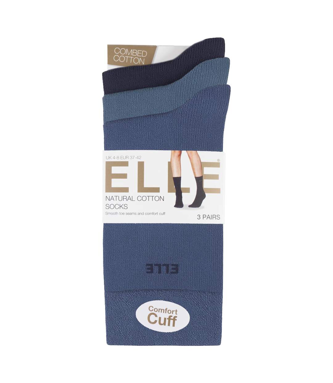 3 Pack Ladies Plain Cotton Socks - Soft Breathable Everyday Comfort Fit-2