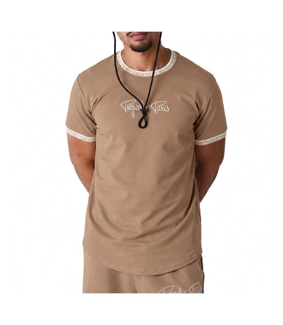 T-Shirt taupe/blanc homme project x paris 2511114-1