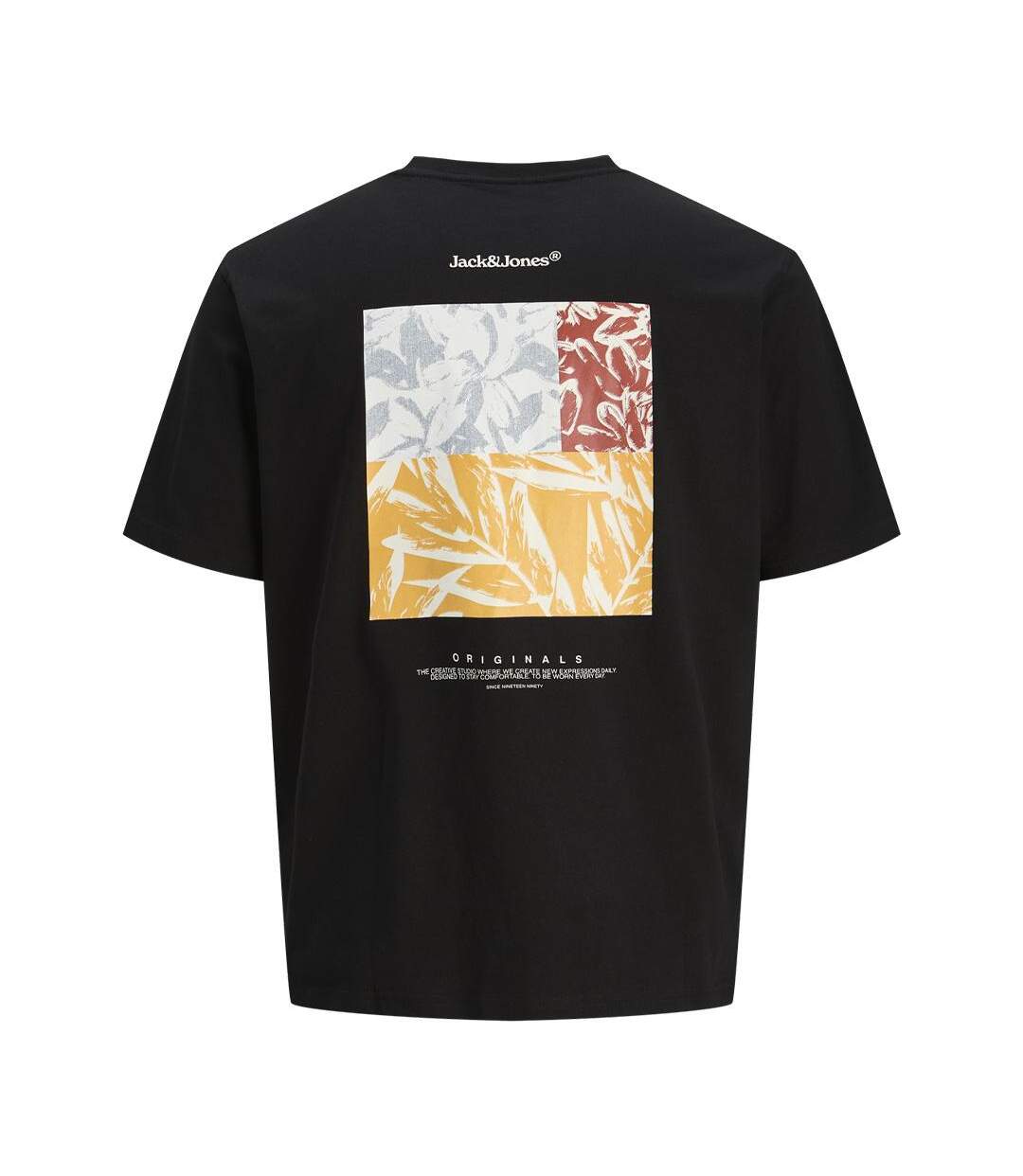 T-Shirt noir/jaune homme jack & jones back-3