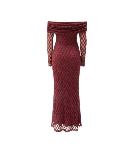 Womens/ladies Adoni Off Shoulder Maxi Dress Deep Plum Bardot