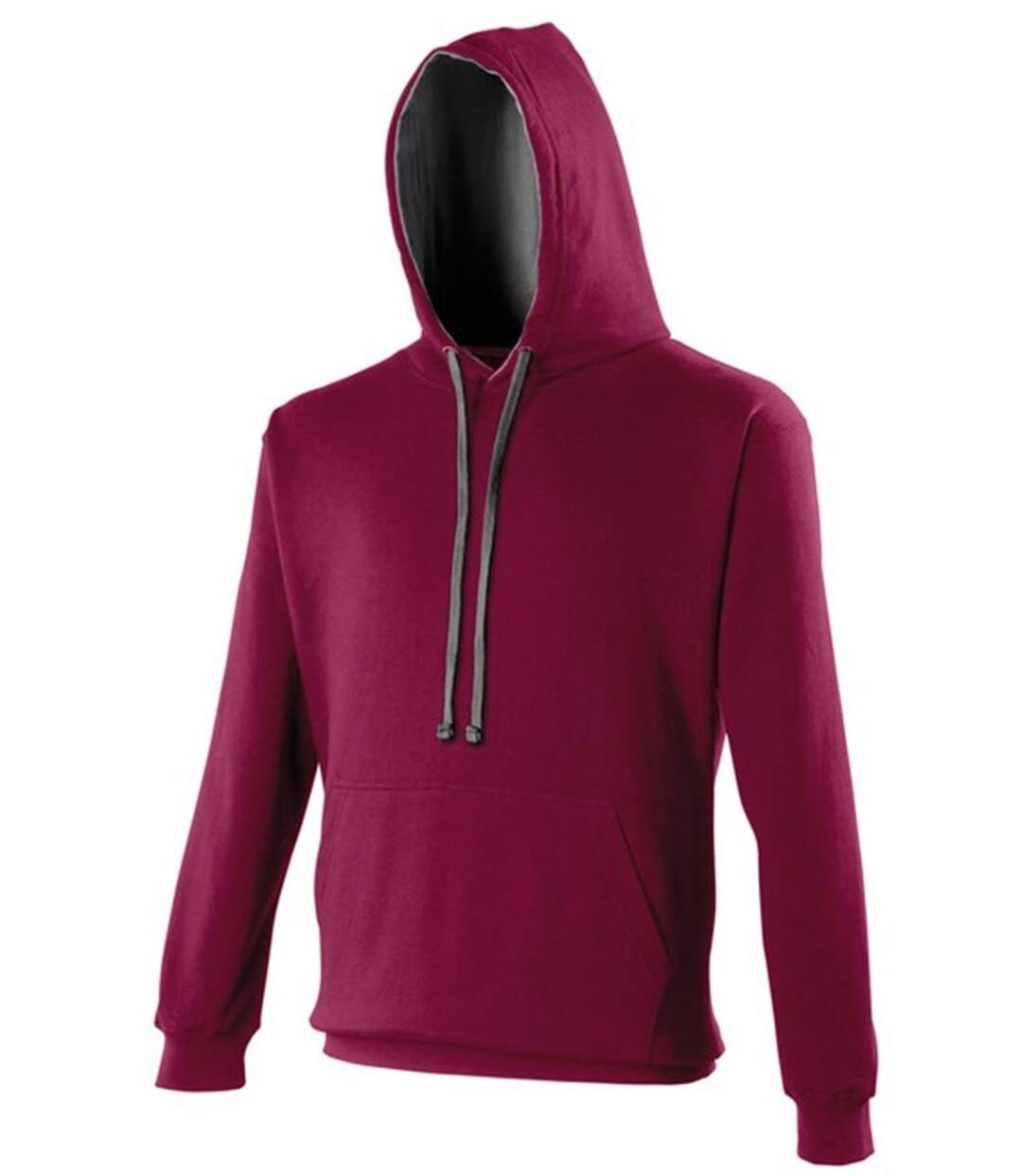 Sweat à capuche contrastée unisexe - JH003 - rouge bordeau et gris foncé