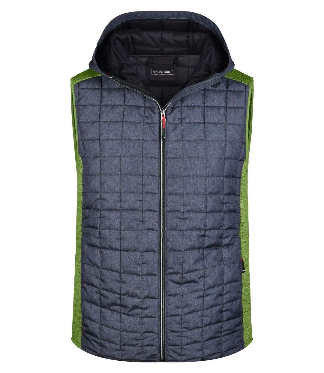 Veste tricot matelassée sans manches - homme - JN768 - gris foncé et kiwi-1