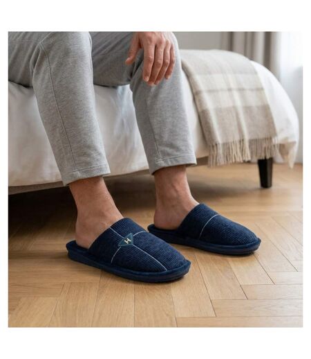 OZABI Pantoufles Ouvertes Homme Antidérapantes Côtelé Velours Broderie