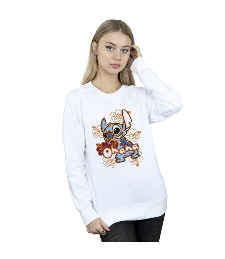 Disney - Sweat LILO AND STITCH OHANA ORANGE HIBISCUS - Femme (Blanc) - UTBI22823