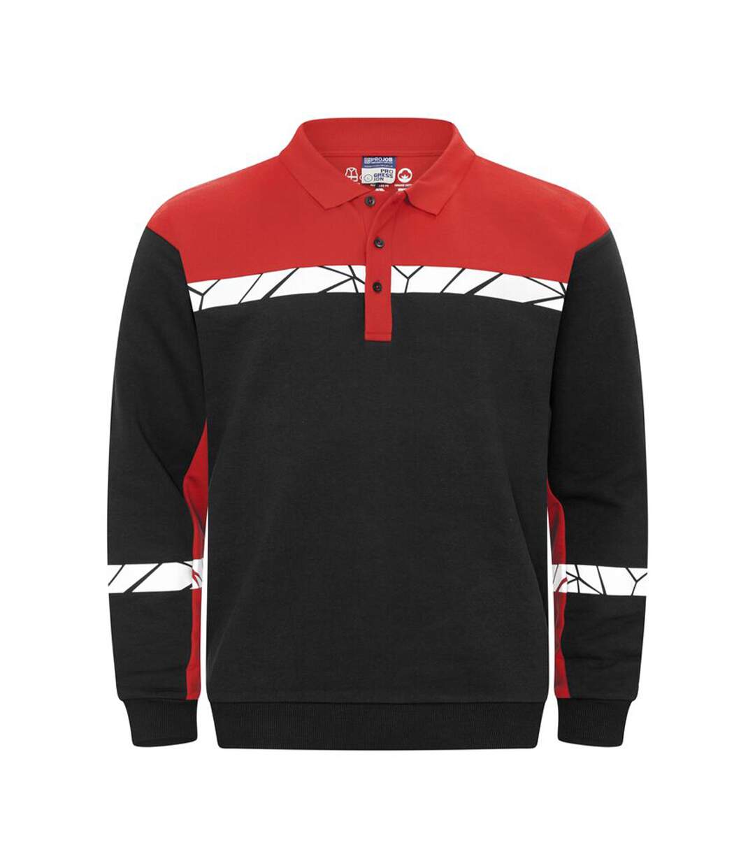 Mens Progression Hi-vis Polo Sweatshirt Black Red Projob-1