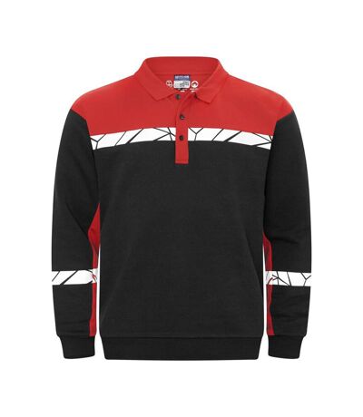 Mens Progression Hi-vis Polo Sweatshirt Black Red Projob