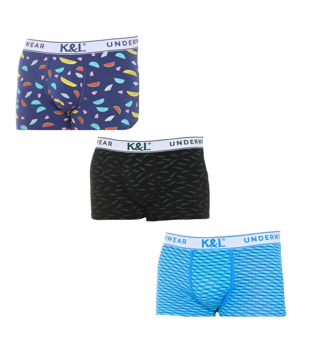 Pack-3 Boxers homme en tissu respirant imprimé KL3006-1