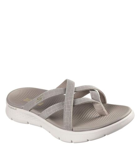 Womens/ladies Crossover Flat Sandals Taupe Skechers
