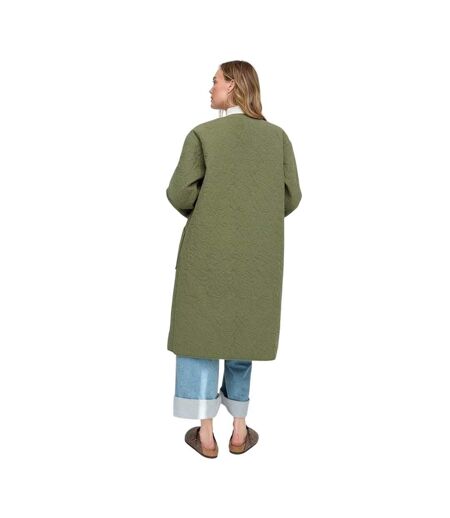 Womens/ladies Heidi Quilted Trench Coat Khaki Green Raffya