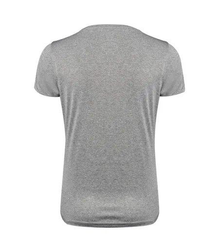 Womens/ladies Run T-shirt Grey Melange Printer RED