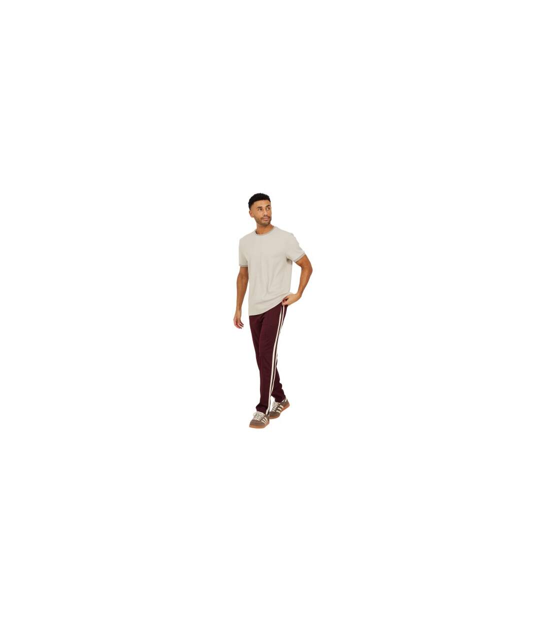 Pantalon De Jogging Motif/style Rayure Latérale Homme Bordeaux Brave Soul-1