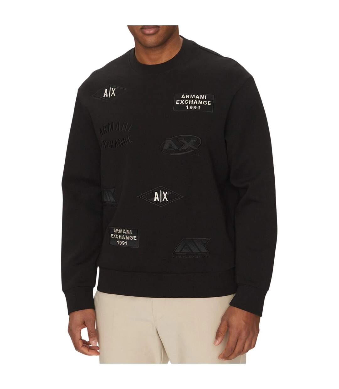 Sweat Motif/style Logo Répété Homme Noir Armani Exchange-2