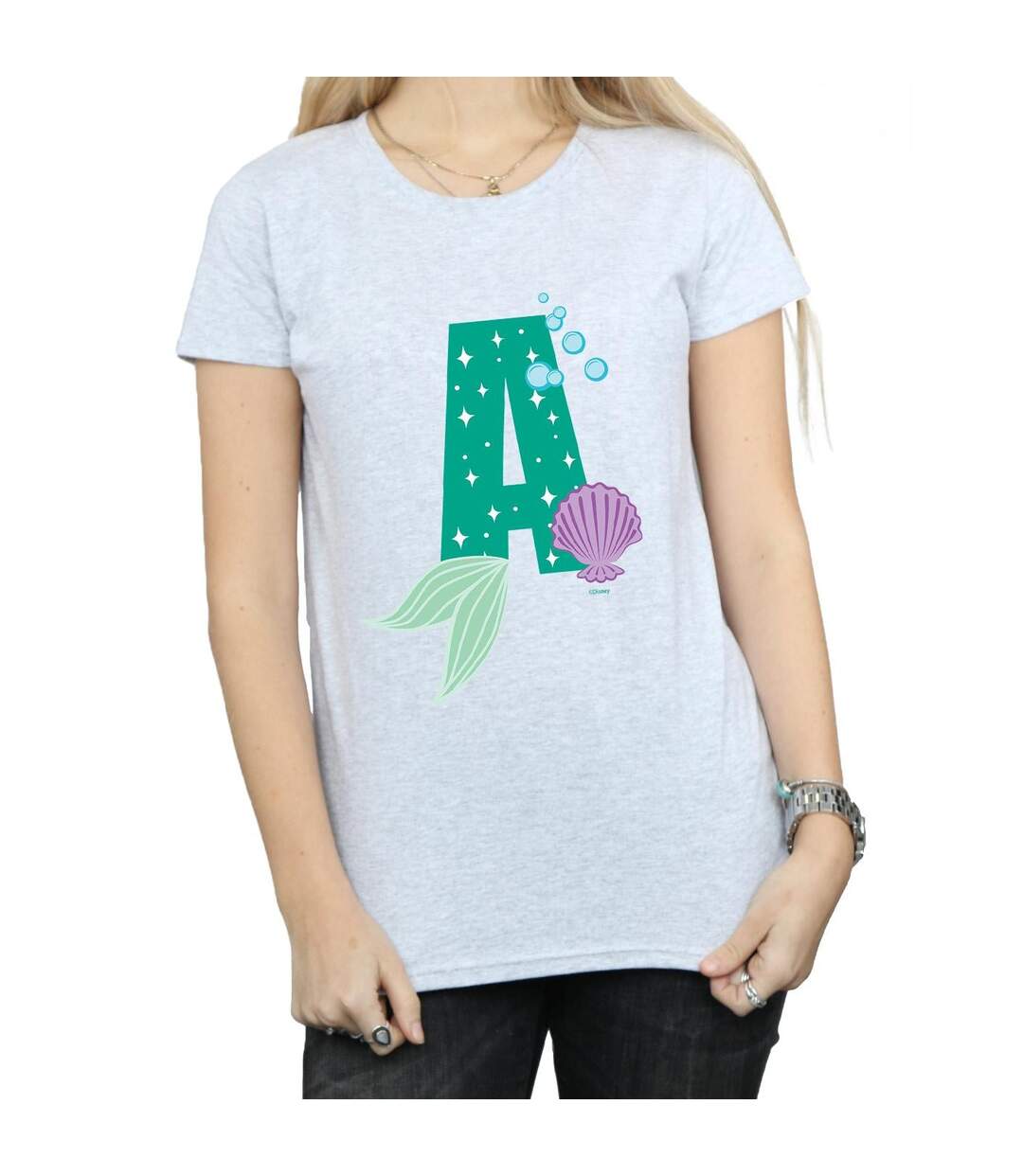 Disney Femme/Les femmes Alphabet A Is For Ariel - T-shirt en coton (Gris sportif) - UTBI36932-3
