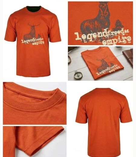 Tee-shirt Chasse Orange Ledertys LY0599O avec Motif Cerf