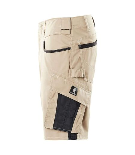 Mens Unique Work Shorts Light Khaki Black Mascot
