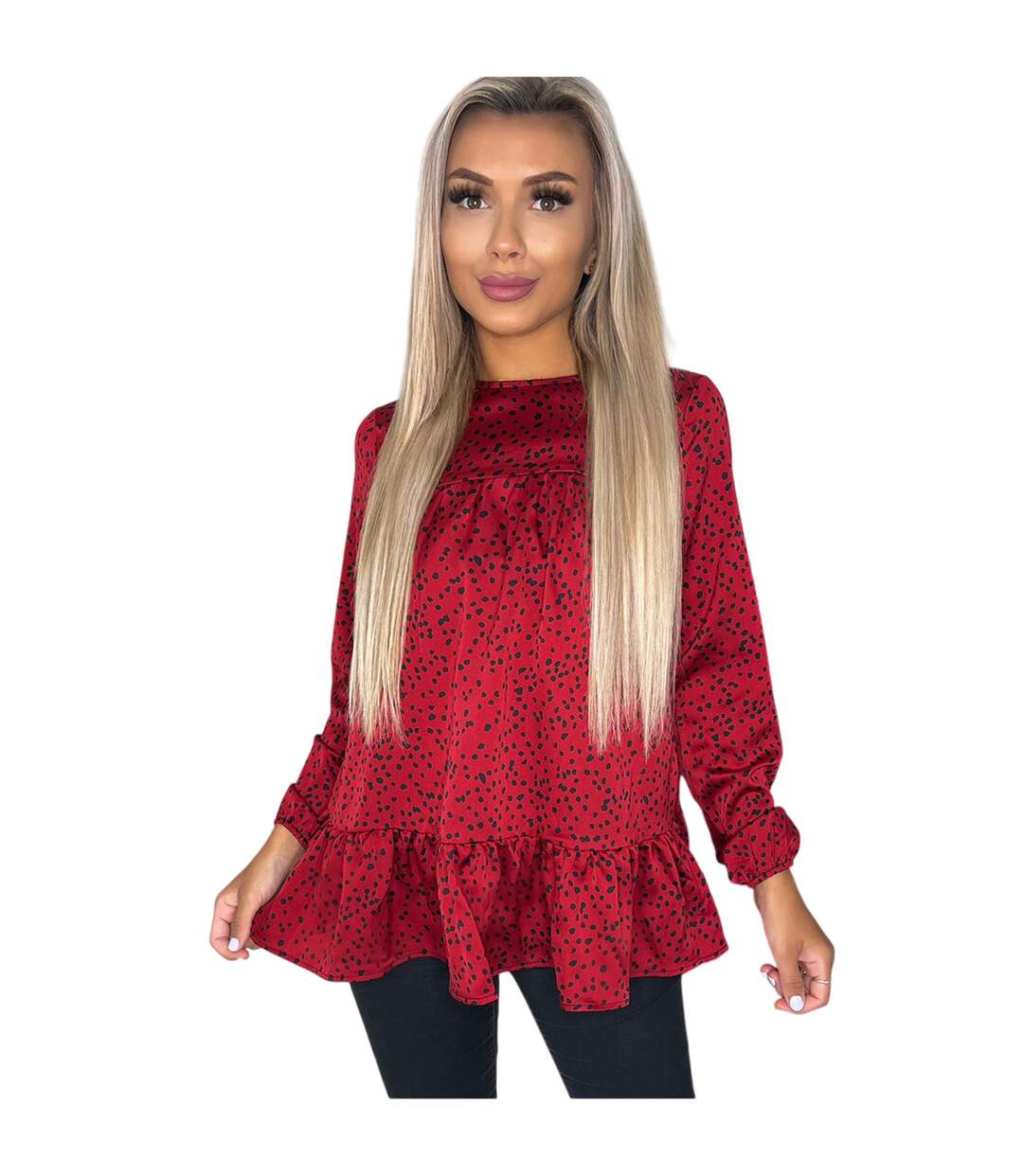 Haut À Smocks Manches Longues Motif/style Imprimé Femme Rouge AX Paris-1
