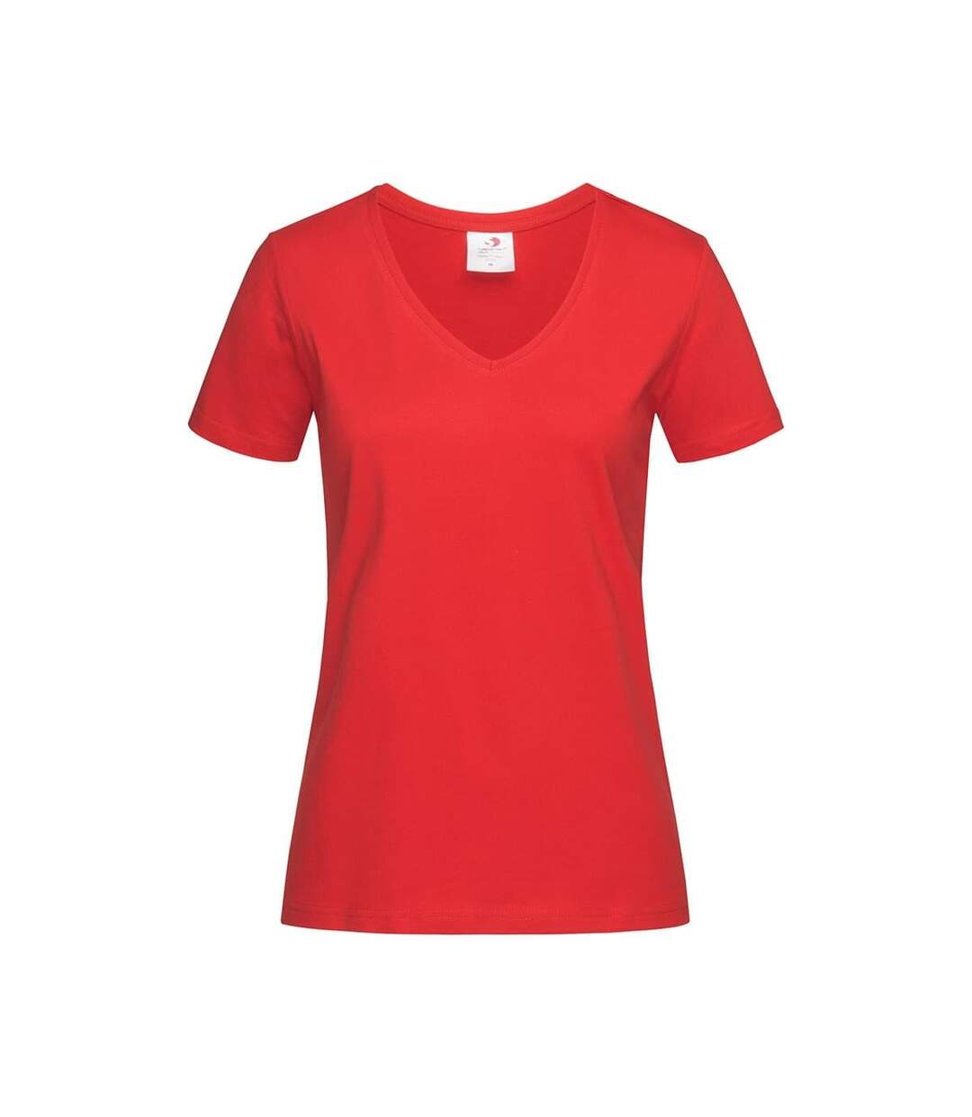 T-shirt Col V Femme Rouge Stedman-2