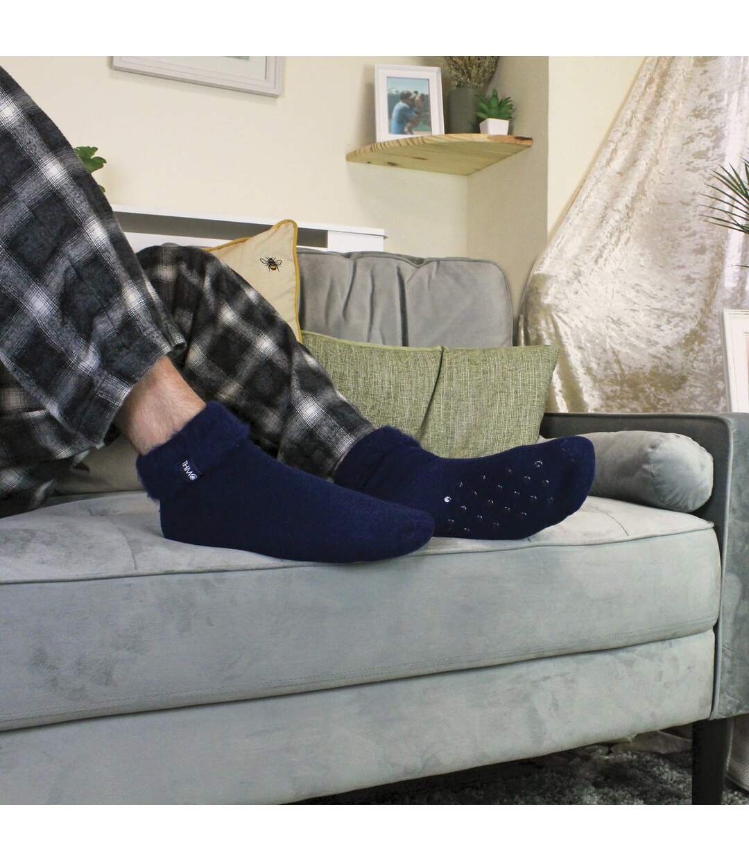 3 Pack Mens Soft Fleece Lined Slipper Bed Socks-5