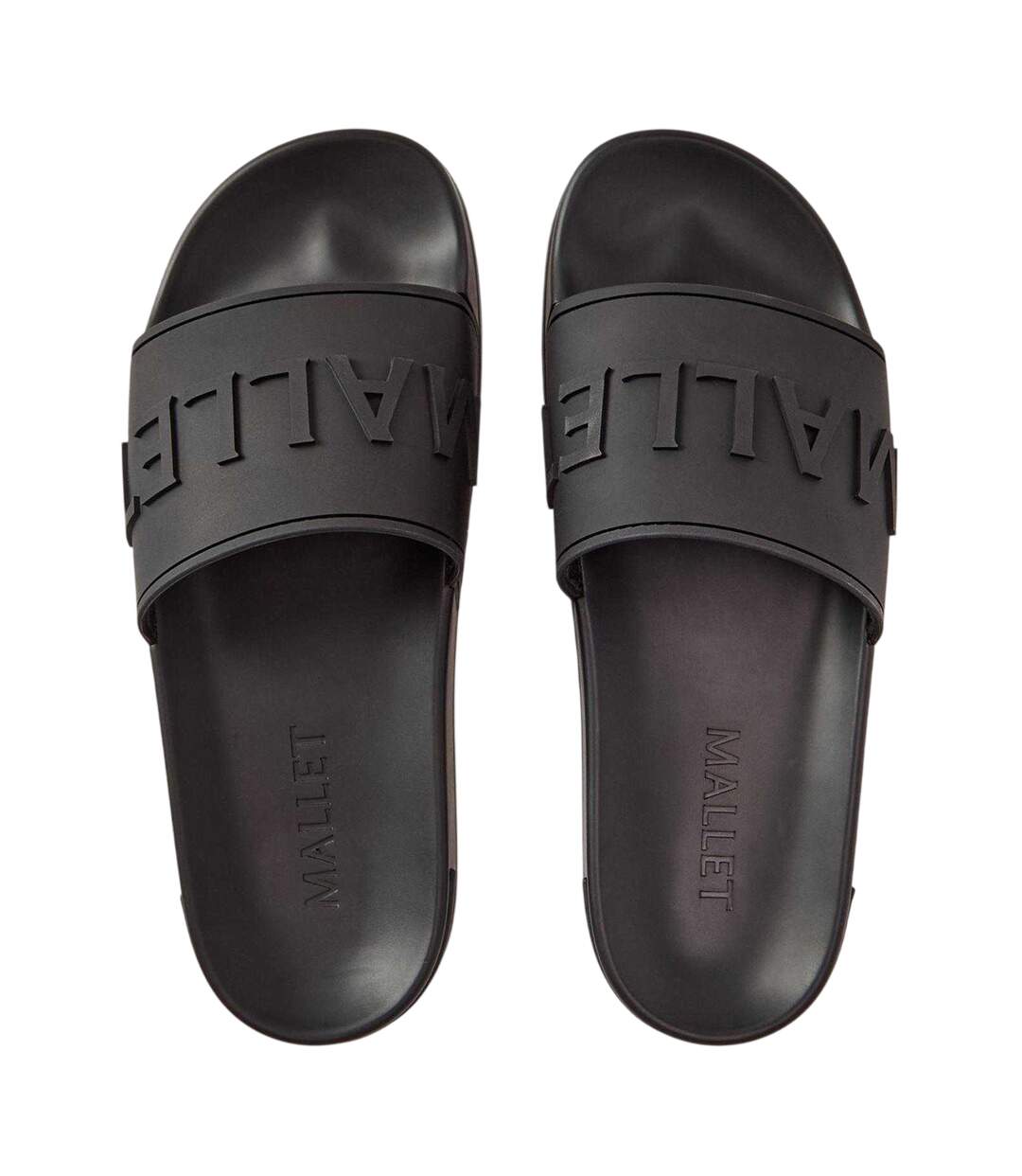 Mens Embossed Cushioned Sliders Triple Black Mallet-3