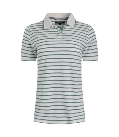Womens/ladies janely striped pique polo shirt mineral blue Weird Fish