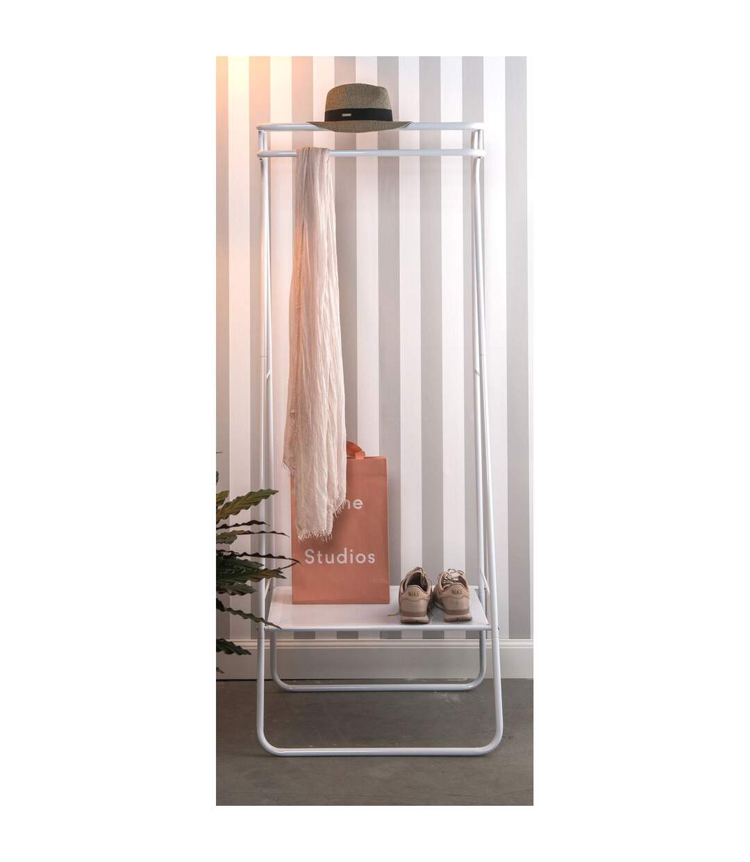 Porte manteau design industriel Fushion - L. 64 x H. 173 cm - Blanc-3