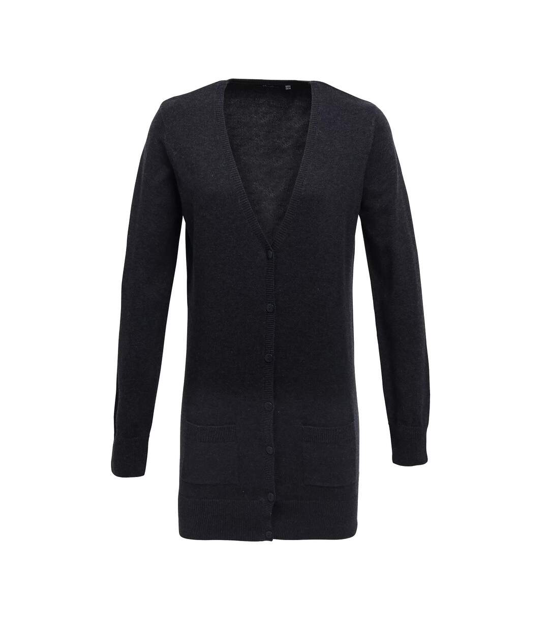 Womens/ladies longline v neck cardigan charcoal Premier